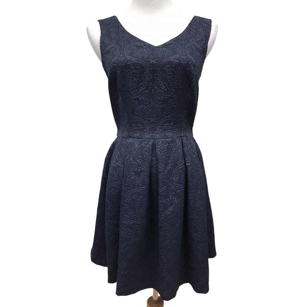 Bar III Dress Womens Medium Skater Blue Lined